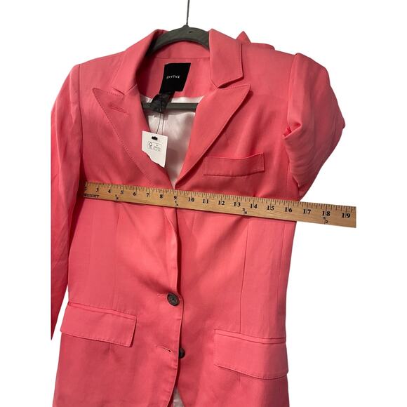 Smythe 4 Classic Boy Blazer Fitted $695 Jacket 2 Button Peak Lapels Coral Pink - Picture 9 of 10